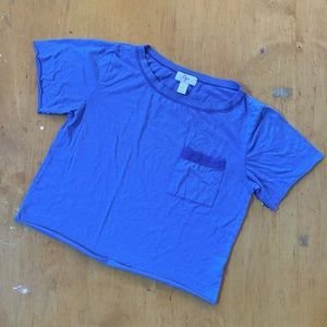 BLOOMINGDALES Aqua Blue Mid-Crop Tee